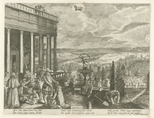 April Aprilis (titel på objekt) De tolv måneder (serietitel) af Egidius  Sadeler (II)