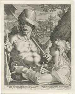 Kristus viser sig som gartner for Maria Magdalene (Noli mi tangere) af Egidius  Sadeler (II)