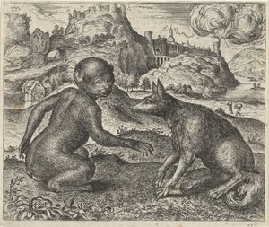 Fabel om aben og ræven af Egidius  Sadeler (II)