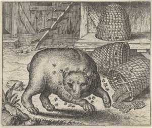 Fabel om bjørnen og bierne af Egidius  Sadeler (II)