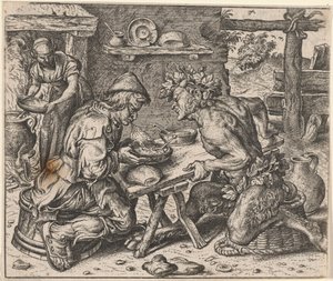 Fabel om bonden og satyren af Egidius  Sadeler (II)