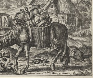 Fabel om æslet fyldt med lækkerier af Egidius  Sadeler (II)