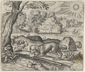 Fabel om hunden og hans refleksion af Egidius  Sadeler (II)