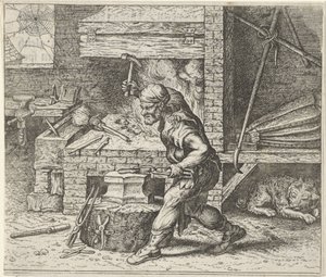 Fabel om smeden og hunden af Egidius  Sadeler (II)