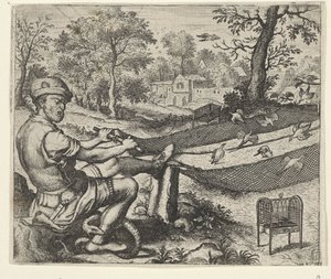 Fabel om Fuglefangeren og Slangen af Egidius  Sadeler (II)