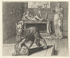 Fabel om ulven og statuen af Egidius  Sadeler (II)