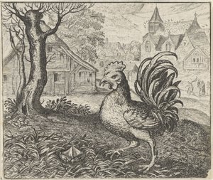 Fabel om hanen og diamanten af Egidius  Sadeler (II)