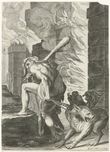 Hercules og Cerberus af Egidius  Sadeler (II)