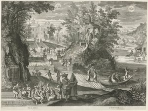 maj og juni De tolv måneder i seks italienske landskaber (serietitel) af Egidius  Sadeler (II)