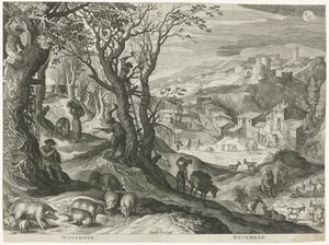 november og december De tolv måneder i seks italienske landskaber (serietitel) af Egidius  Sadeler (II)
