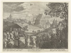oktober (titel på objekt) De tolv måneder (serietitel) af Egidius  Sadeler (II)