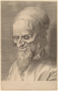 Hoved af en apostel med skæg og kasket af Aegidius Sadeler II
