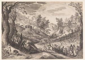 Marts/April, fra De Tolv Måneder af Aegidius Sadeler II