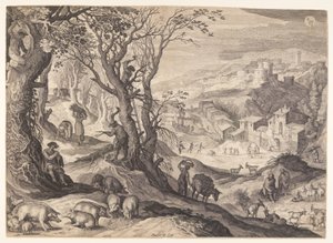 November/december, fra De tolv måneder af Aegidius Sadeler II