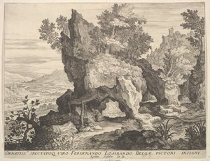 Rocky Landscape med St. Jerome. af Aegidius Sadeler II
