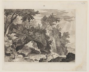 Rocky Landscape med stigmatiseringen af St. af Aegidius Sadeler II