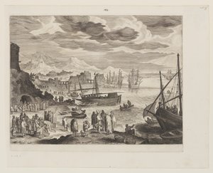 Stranden med fiskere og fiskehandlere af Aegidius Sadeler II