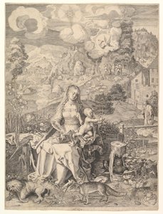 Jomfru og barn i et landskab, ca. 1597. af Aegidius Sadeler II