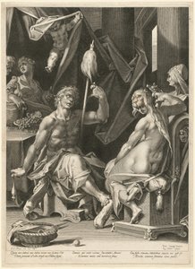 Hercules og Omphale af Aegidius Sadeler II, after Bartholomaeus Spranger
