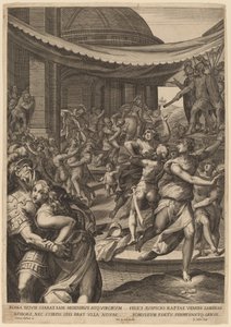 Sabinernes voldtægt af Aegidius Sadeler II after Denys Calvaert