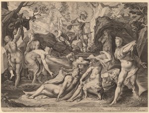 Diana overrasket af Actaeon af Aegidius Sadeler II after Joseph Heintz the Elder
