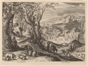 november og december af Aegidius Sadeler II after Paul Bril
