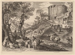 september og oktober af Aegidius Sadeler II after Paul Bril