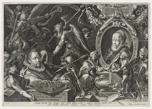 Bartholomaeus Spranger og hans kone, Christina Muller, 1600 (gravering på lagt papir) af Aegidius Sadeler or Saedeler