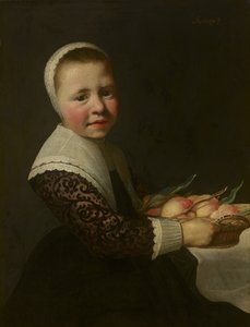 Portræt af en pige med ferskner af Aelbert Cuyp