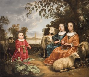 Tre piger med får i et landskab af Aelbert Cuyp