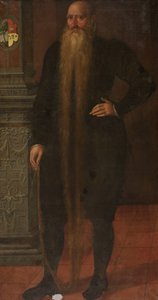 Portræt af Pieter Dircksz, kaldet Long Beard, rådsmedlem af forældreløse kammer i Edam af Aert Pietersz. (attributed to)