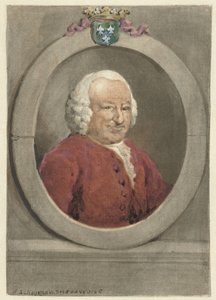 Portræt af Johan Hudde Dedel, i oval, til højre af Aert Schouman
