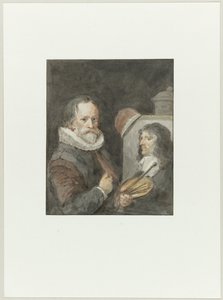 Portræt af Michiel van Mierevelt, mens han Jacob Willemsz. Delff maler af Aert Schouman