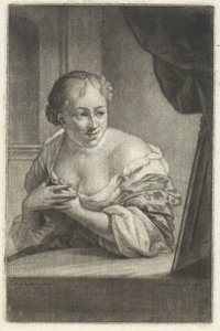 Kvinde foran et spejl af Aert Schouman