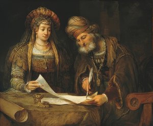 Esther og Mordokaj. 1675 af Aernt de Gelder