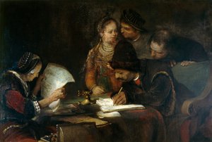 Ægteskabskontrakten, ca. 1670 (olie på lærred) af Aert de Gelder