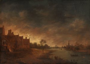 River View by Moonlight af Aert van der Neer (copy after)
