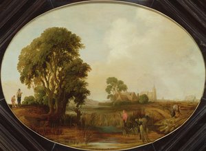 Et landskab med rørhuggere, 1600-tallet af Aert van der Neer