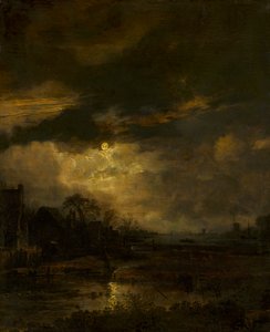 Landskab ved solnedgang