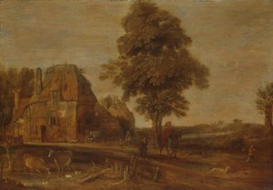 Landskab med kro af Aert van der Neer