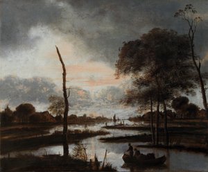 River View: Evening (olie på lærred) af Aert van der Neer
