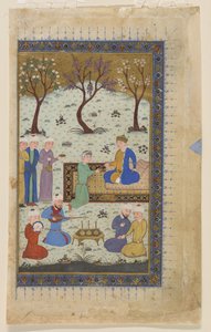 En prins på tronen omgivet af tjenere, 1425-30