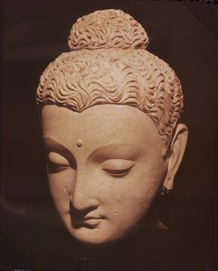 Buddha-hoved, græsk-buddhistisk stil, fra Hadda (stuk)