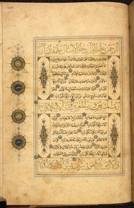 Side fra en safavidisk koran, skrevet i Herat, Afghanistan, med thuluth- og naskhi-skrift, dateret 970 AH/AD 1563, Or. 13087, f. 258r (pen og blæk på papir) af Afghan School