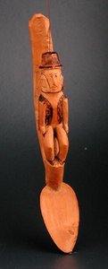 Figur af en europæisk mand siddende på skaftet af en ske, Sydøstafrika, slutningen af det 19. århundrede (træ) af African
