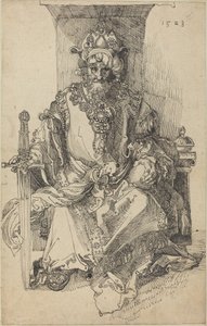 En orientalsk hersker sidder på sin trone af After Albrecht Dürer
