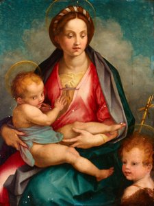 Madonna og barn med St. John af Andrea del (after) Sarto