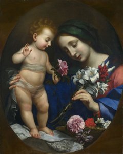 Jomfruen og barnet med blomster af after Carlo Dolci