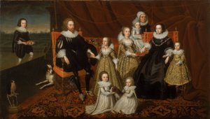 Portræt af Sir Thomas Lucy og hans familie af After Cornelius Johnson