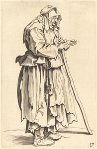 Tiggerkvinde modtager velgørenhed af After Jacques Callot